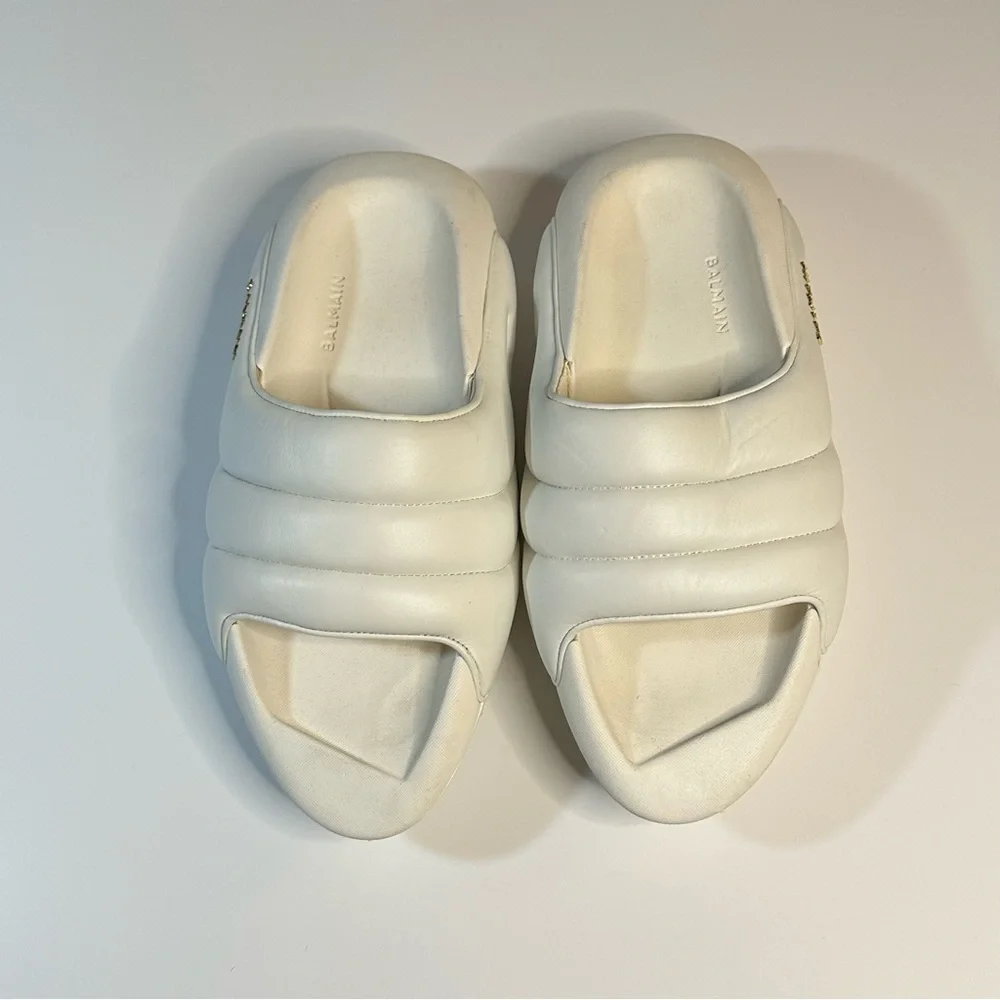 Balmain White B-IT Mules Men’s 7  Women’s 9